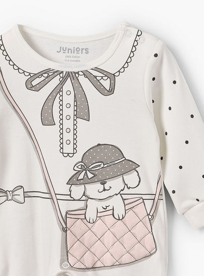 Juniors Cotton Crew Neck Long Sleeves Sleepsuit with Graphic Print-baby-girls-clothing-nightwear-sleepsuits-image-4