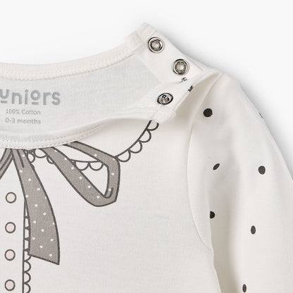 Juniors Cotton Crew Neck Long Sleeves Sleepsuit with Graphic Print