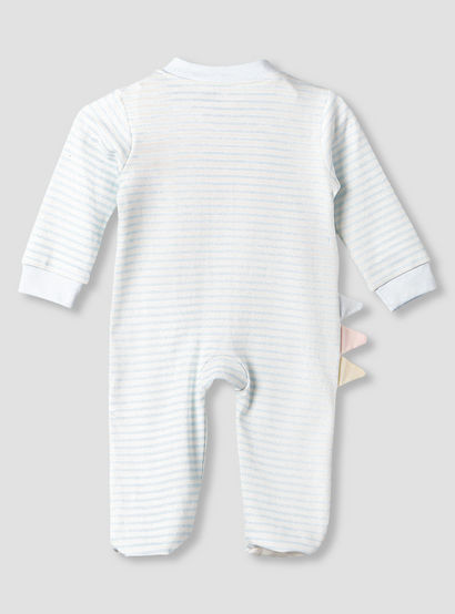 Juniors Cotton Mandarin Collar Long Sleeves Sleepsuit with Dinosaur Applique-baby-girls-clothing-nightwear-sleepsuits-image-3