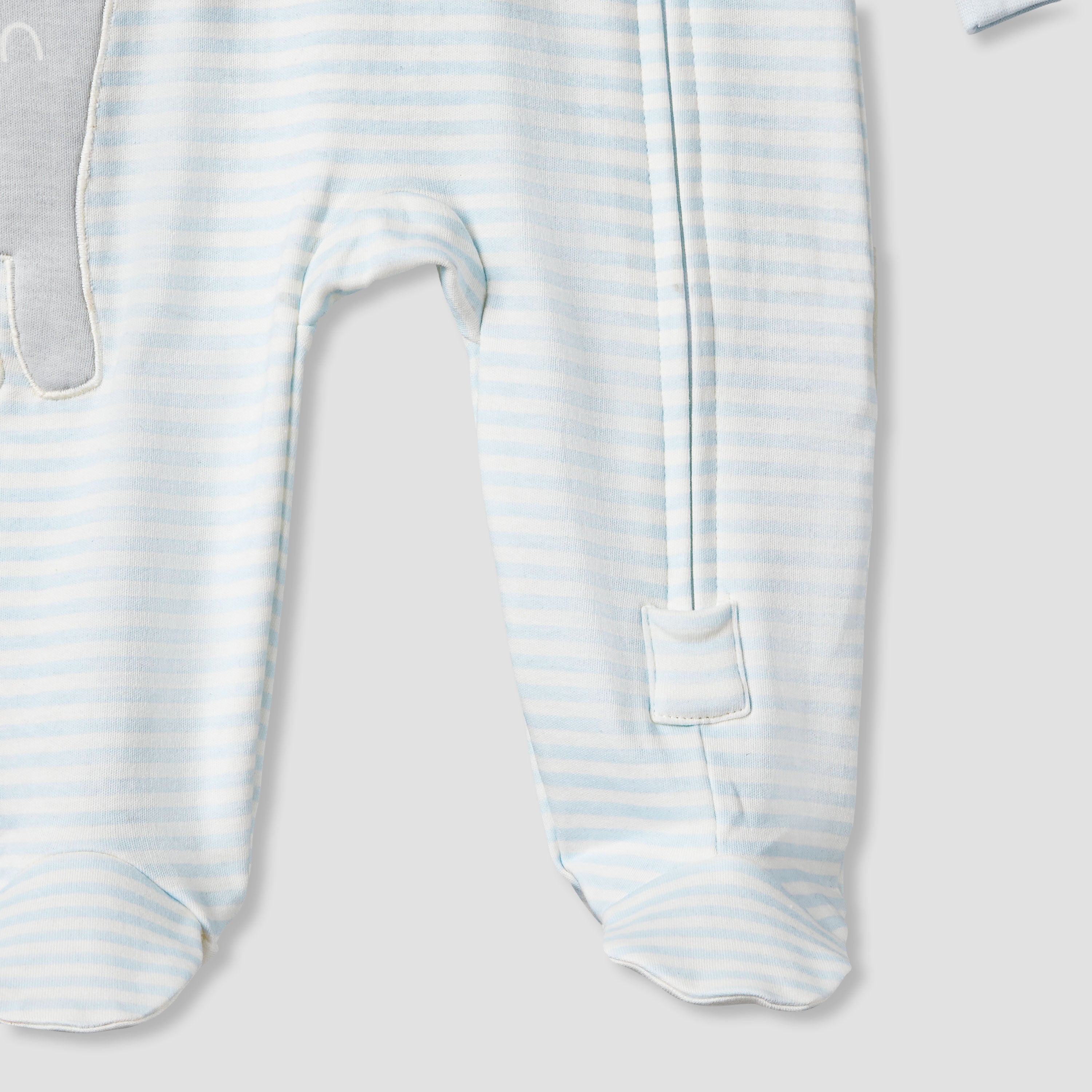 Juniors Cotton Mandarin Collar Long Sleeves Sleepsuit with Dinosaur Applique