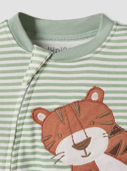 Juniors Cotton Crew Neck Long Sleeves Sleepsuit with Tiger Applique-baby-boys-clothing-nightwear-sleepsuits-image-3