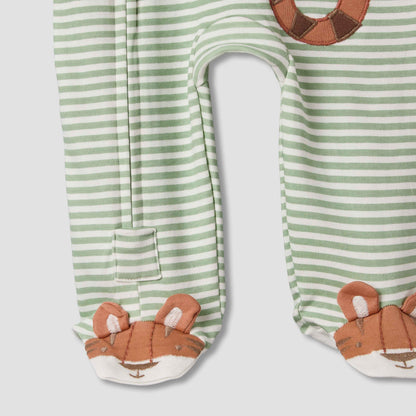 Juniors Cotton Crew Neck Long Sleeves Sleepsuit with Tiger Applique