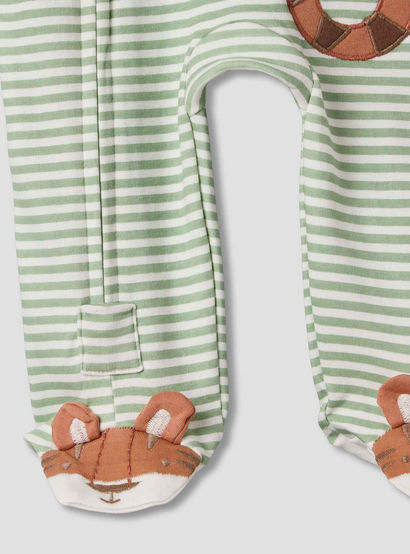 Juniors Cotton Crew Neck Long Sleeves Sleepsuit with Tiger Applique-baby-boys-clothing-nightwear-sleepsuits-image-4