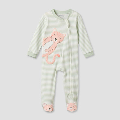 Juniors Cotton Mandarin Collar Long Sleeves Sleepsuit with Zip Closure