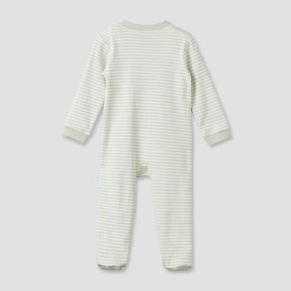 Juniors Cotton Mandarin Collar Long Sleeves Sleepsuit with Zip Closure