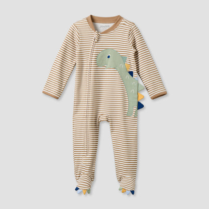 Juniors Cotton Mandarin Collar Long Sleeves Sleepsuit with Zip Closure