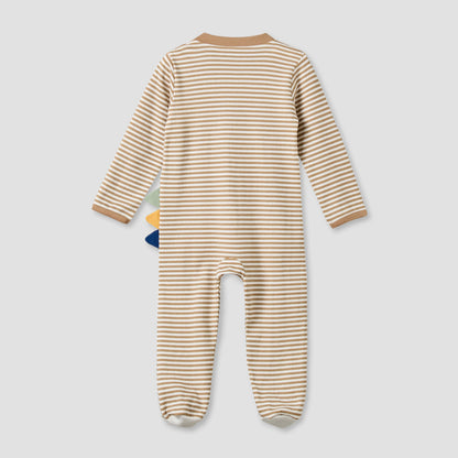 Juniors Cotton Mandarin Collar Long Sleeves Sleepsuit with Zip Closure