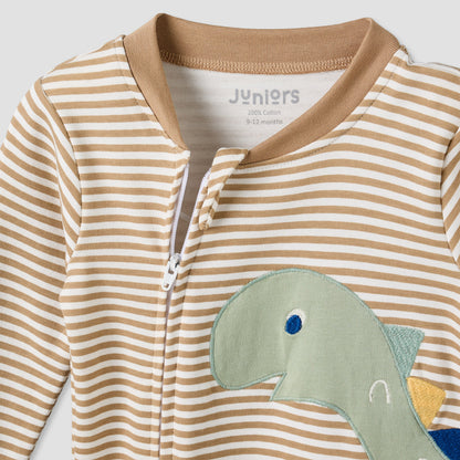 Juniors Cotton Mandarin Collar Long Sleeves Sleepsuit with Zip Closure