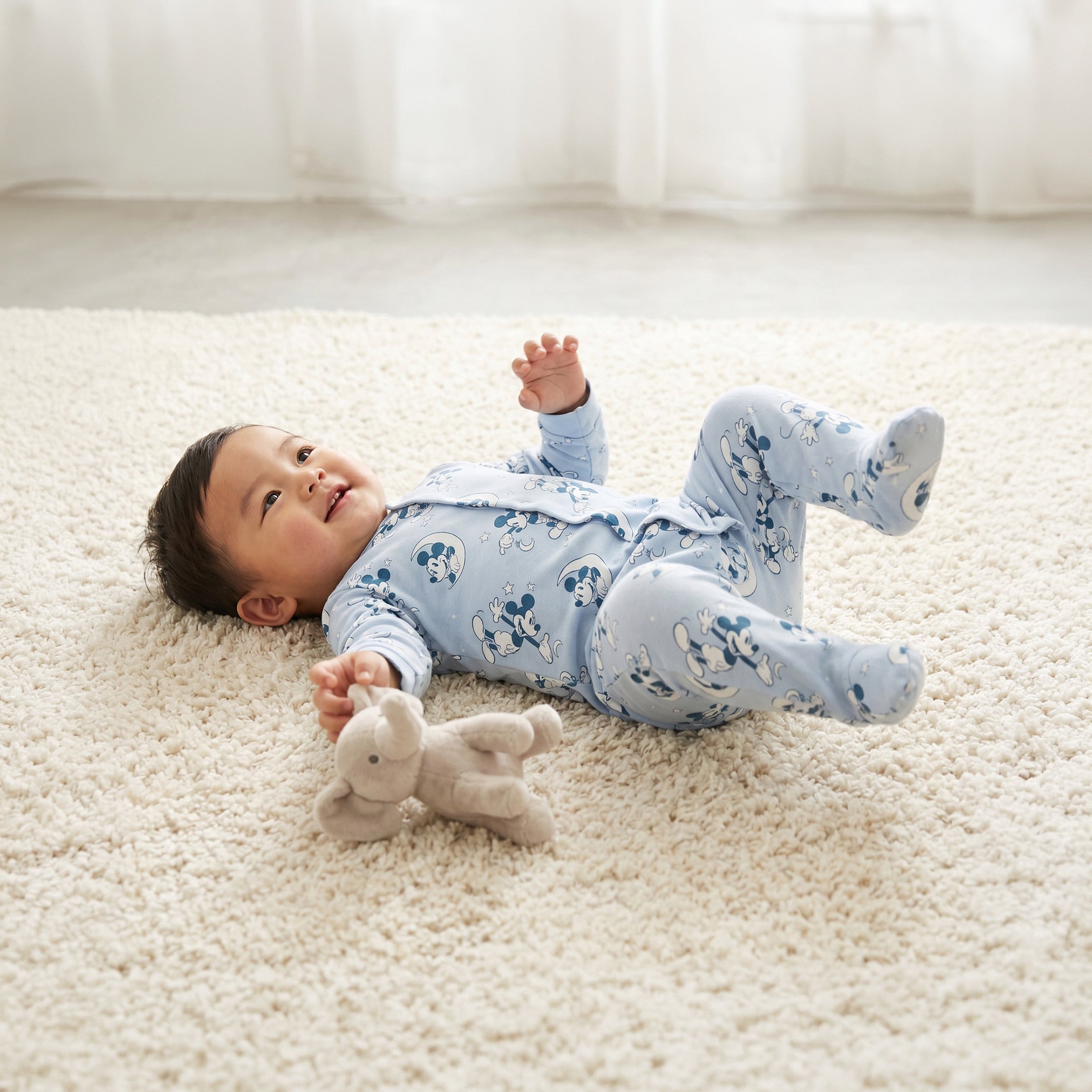 Disney Cotton Round Neck Long Sleeves Sleepsuit with Mickey Mouse Print - image 2