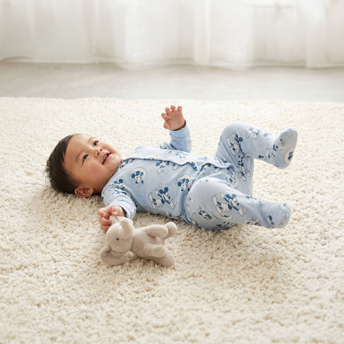 Disney Cotton Round Neck Long Sleeves Sleepsuit with Mickey Mouse Print - image 1