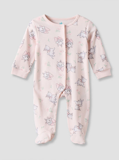 Disney Cotton Crew Neck Long Sleeves Sleepsuit with Marie Print-baby-girls-clothing-nightwear-sleepsuits-image-2
