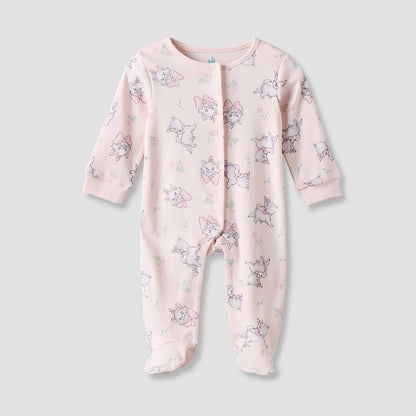 Disney Cotton Crew Neck Long Sleeves Sleepsuit with Marie Print