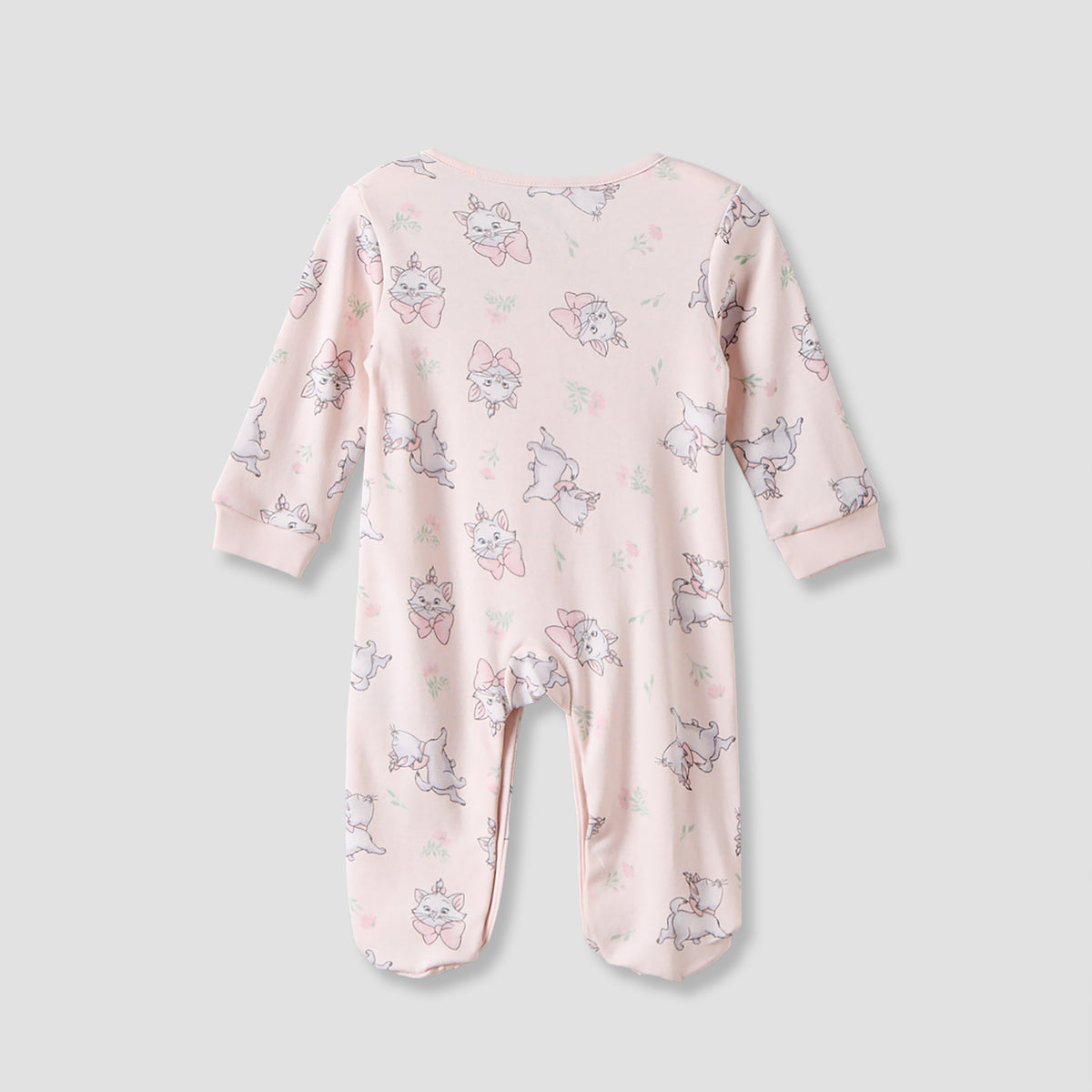 Disney Cotton Crew Neck Long Sleeves Sleepsuit with Marie Print