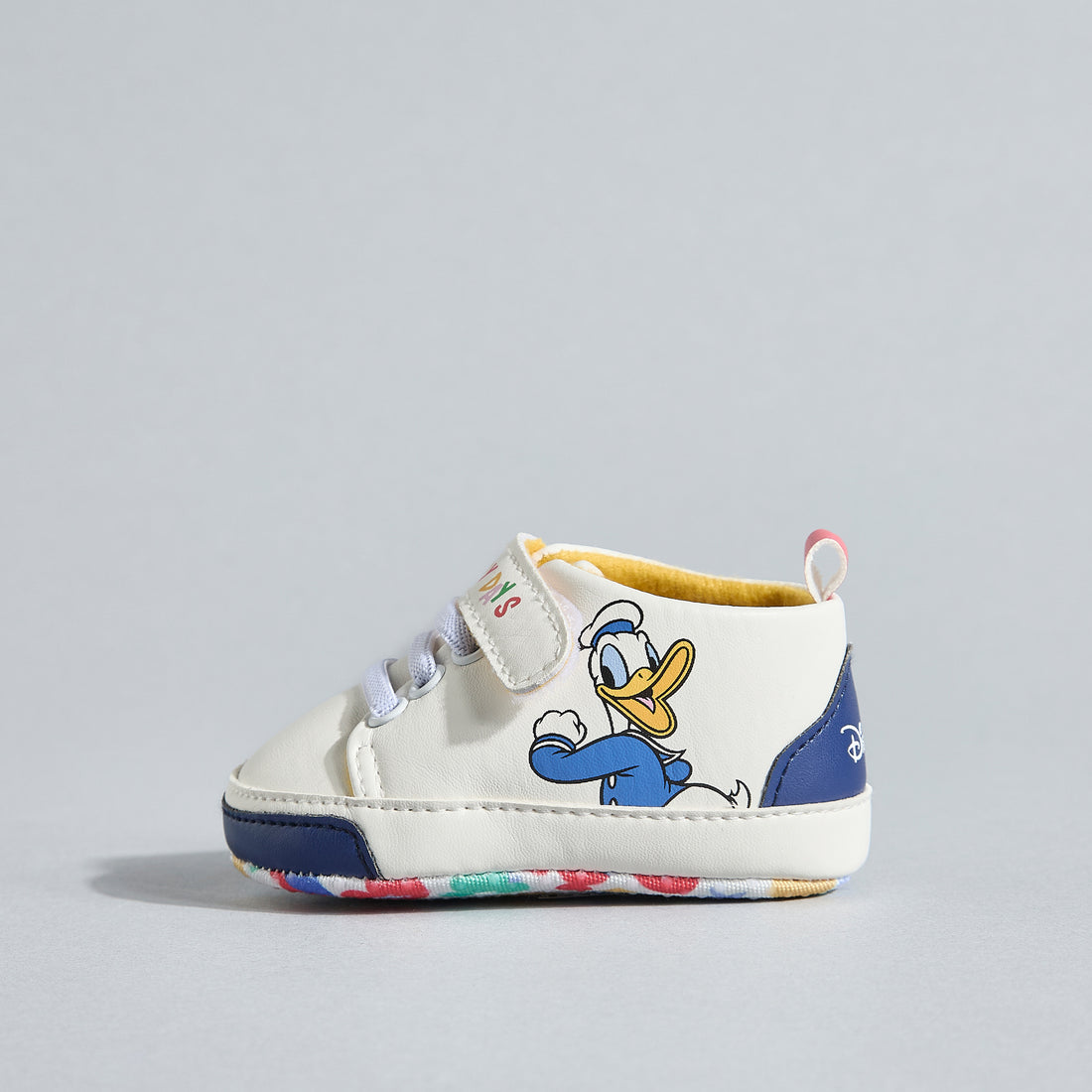 Donald Duck Print Booties with Hook and Loop Closure