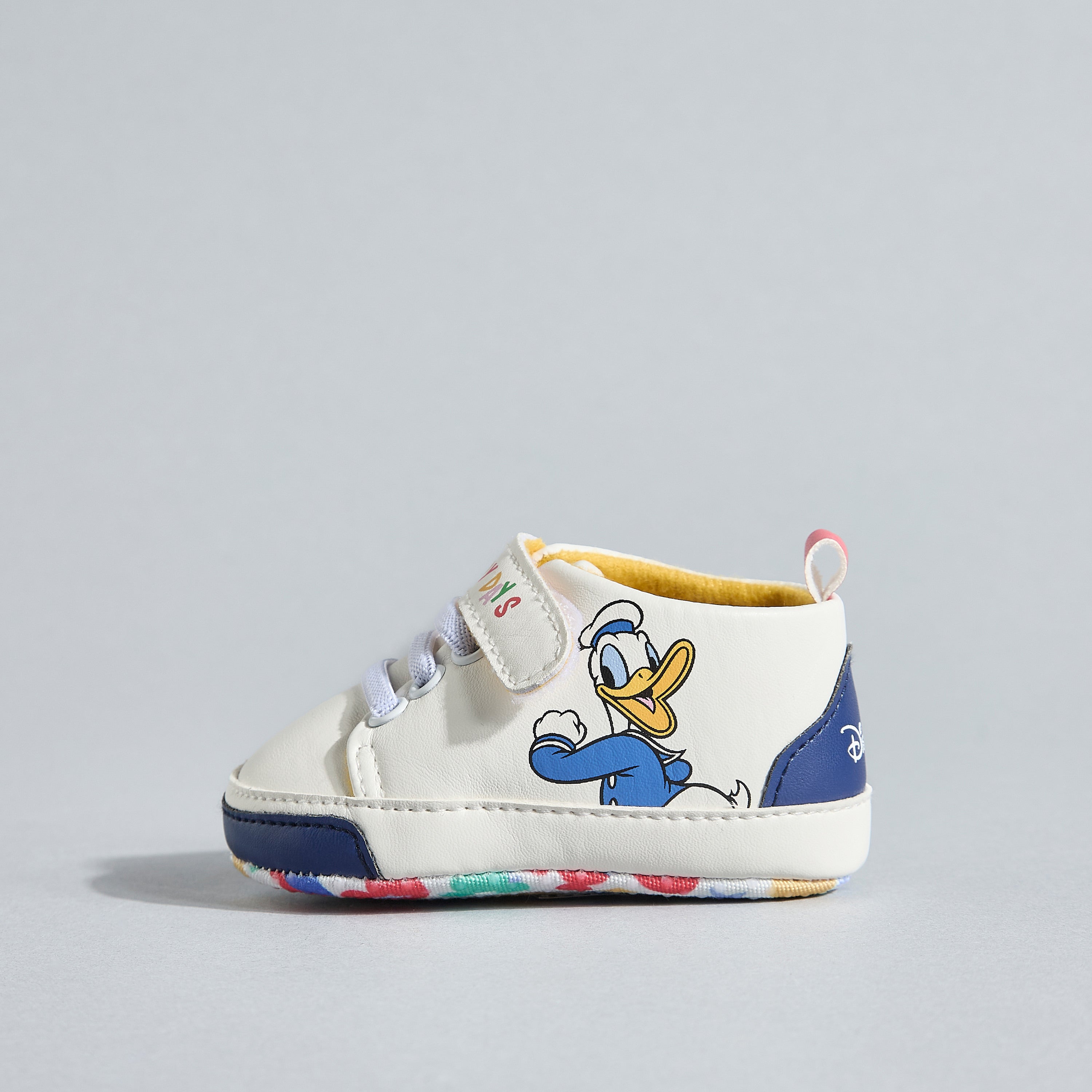 Donald Duck Print Booties with Hook and Loop Closure