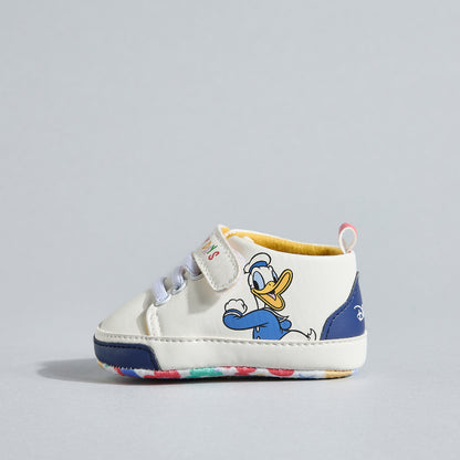 Donald Duck Print Booties with Hook and Loop Closure