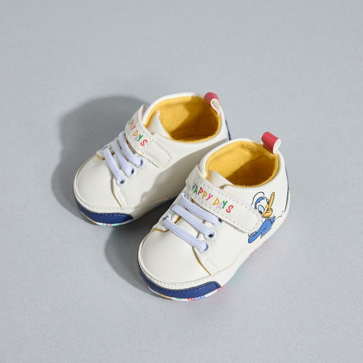 Donald Duck Print Booties with Hook and Loop Closure