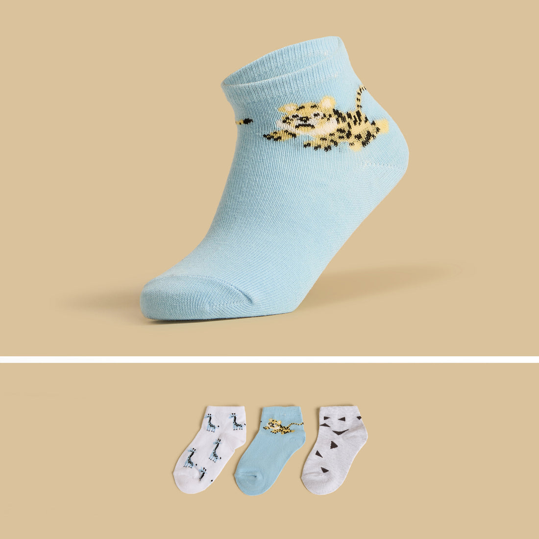 Pack of 3 - Printed Ankle Length Socks - Multicolour / 15-16