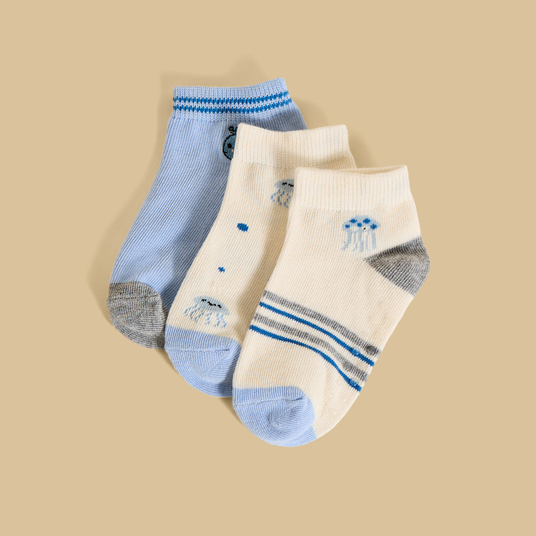 Pack of 3 - Printed Ankle Length Anti-Skid Socks