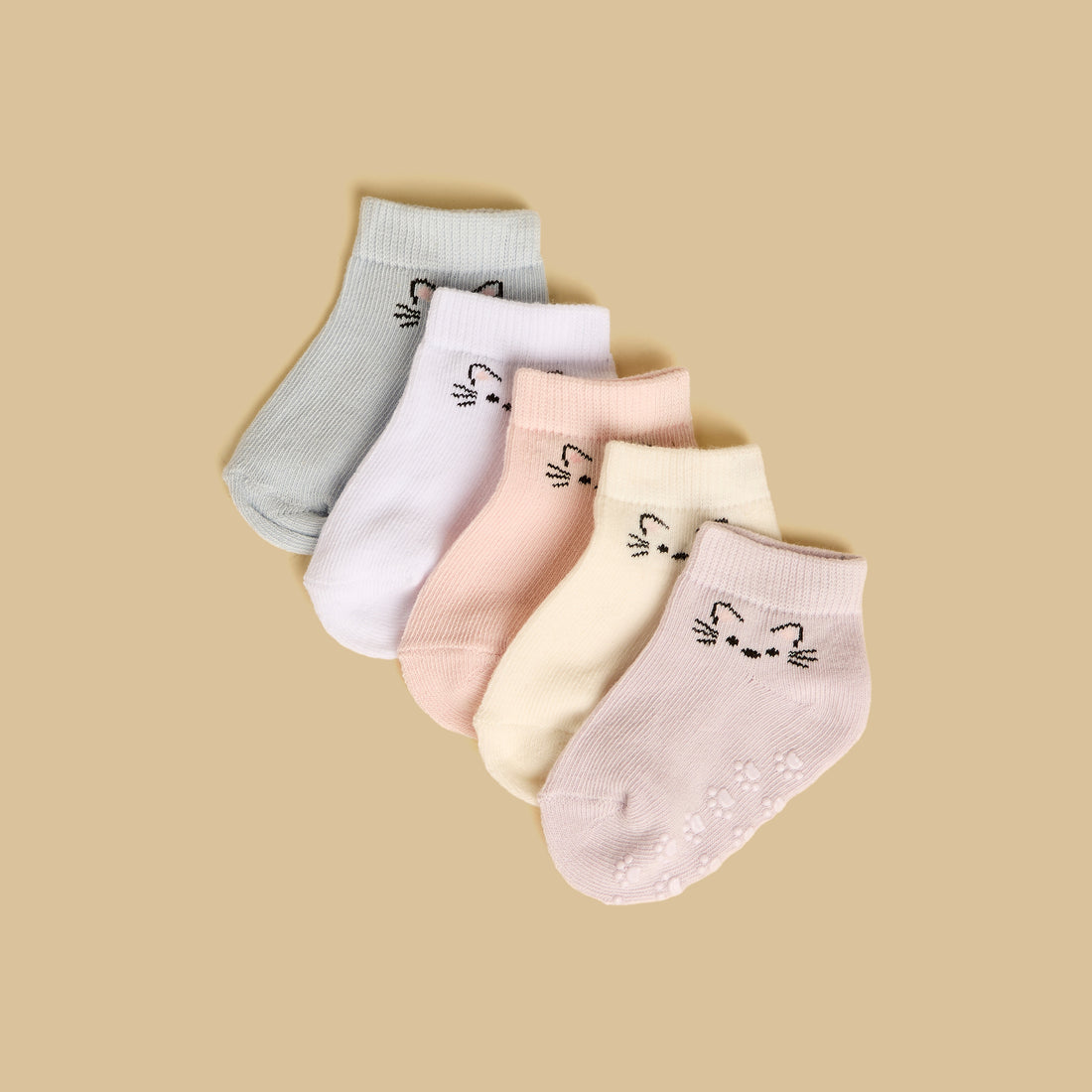 Pack of 5 - Printed Ankle Length Anti-Skid Socks