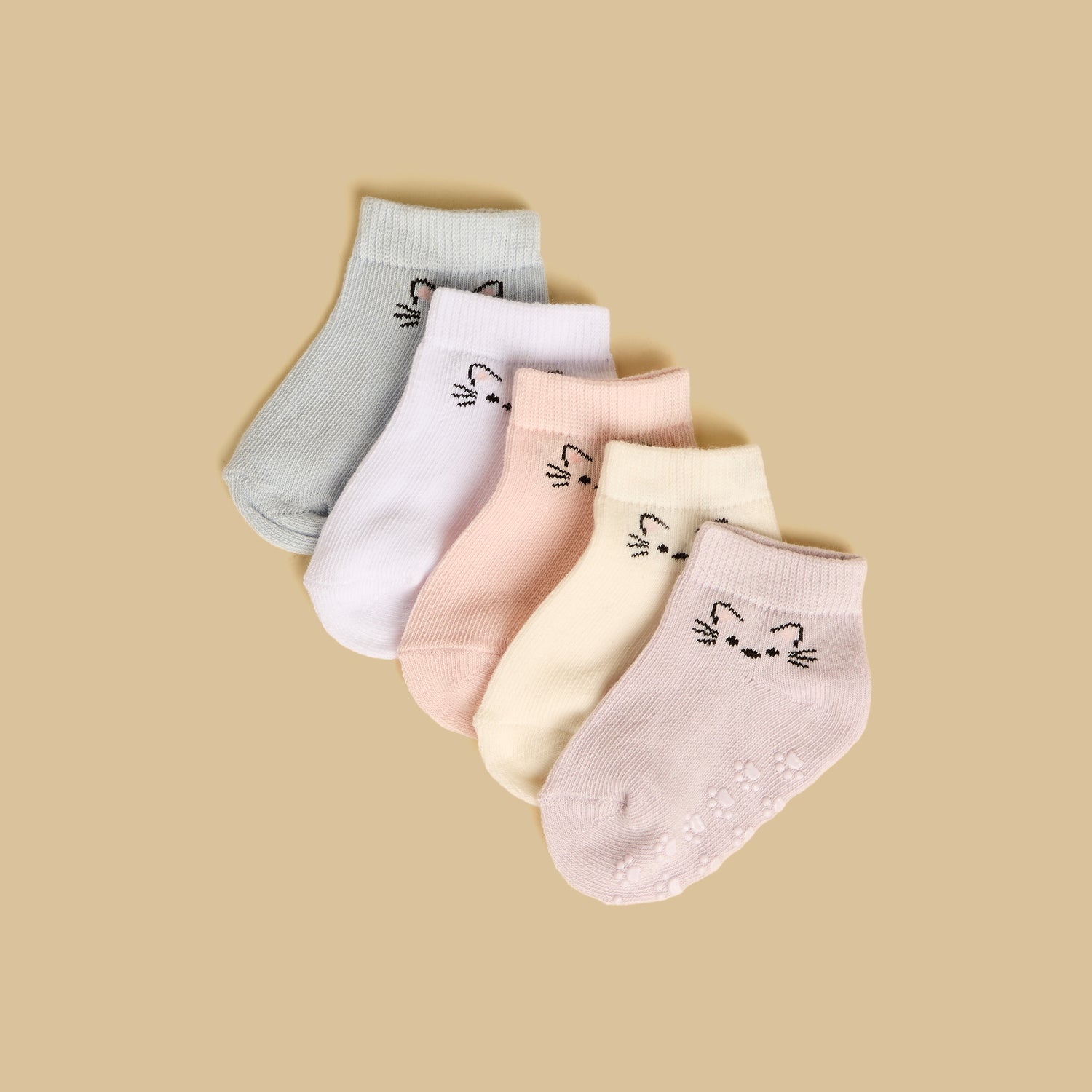Pack of 5 - Printed Ankle Length Anti-Skid Socks