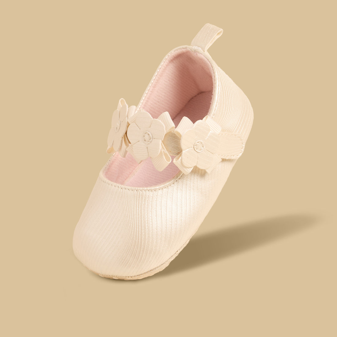 Floral Accent Booties with Hook and Loop Closure