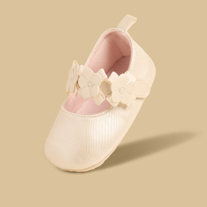 Floral Accent Booties with Hook and Loop Closure