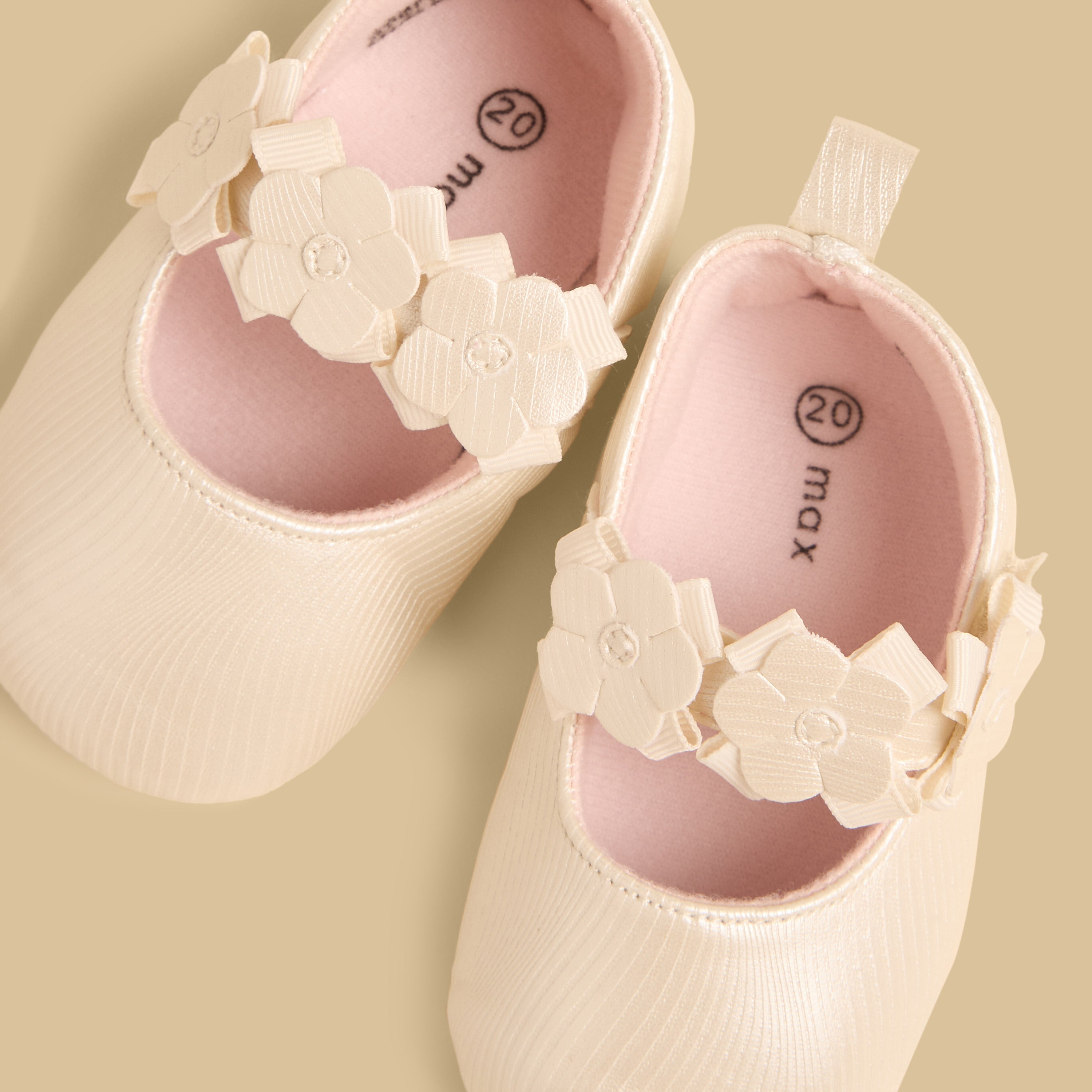 Floral Accent Booties with Hook and Loop Closure