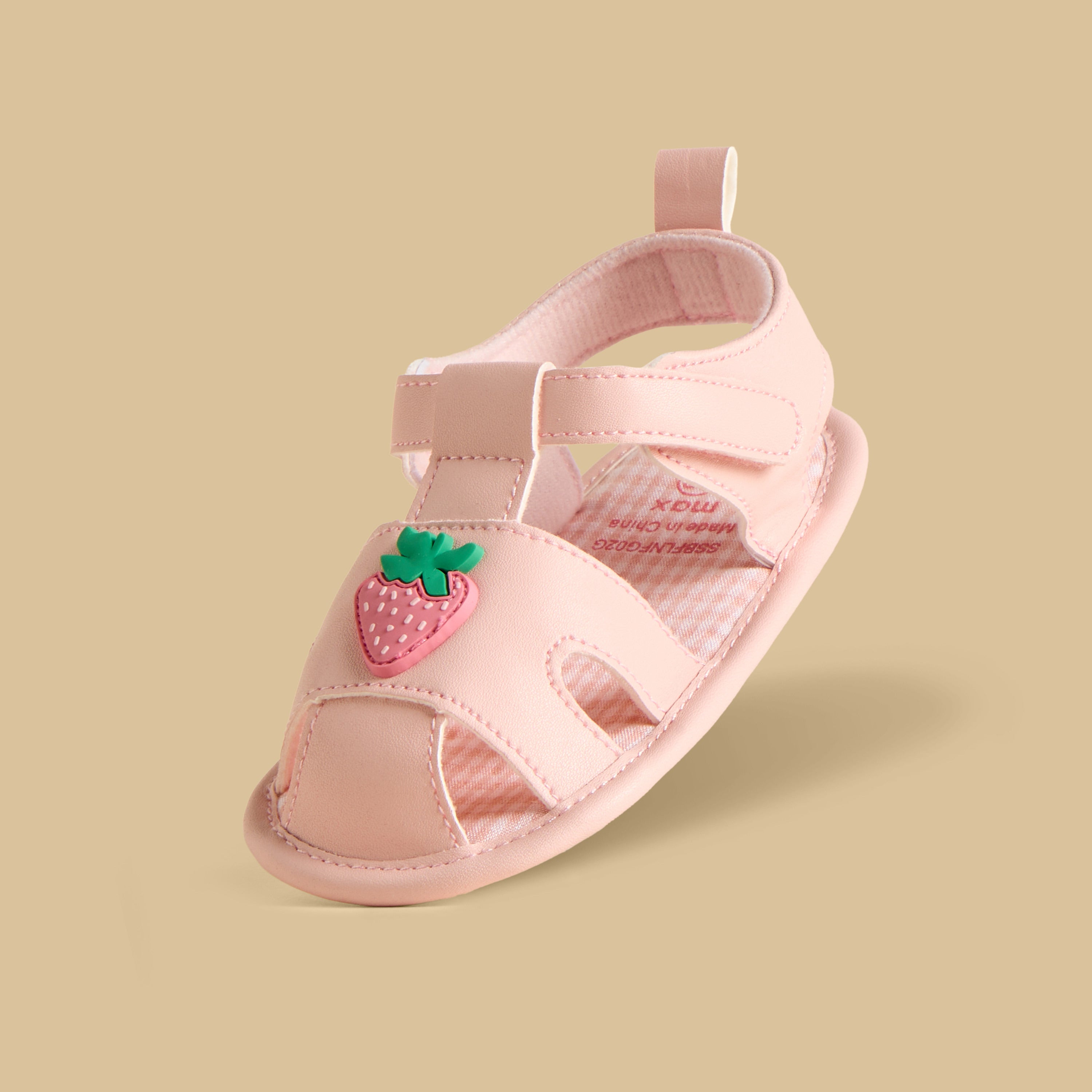 Strawberry Accent Booties with Hook and Loop Closure - Pink / 17