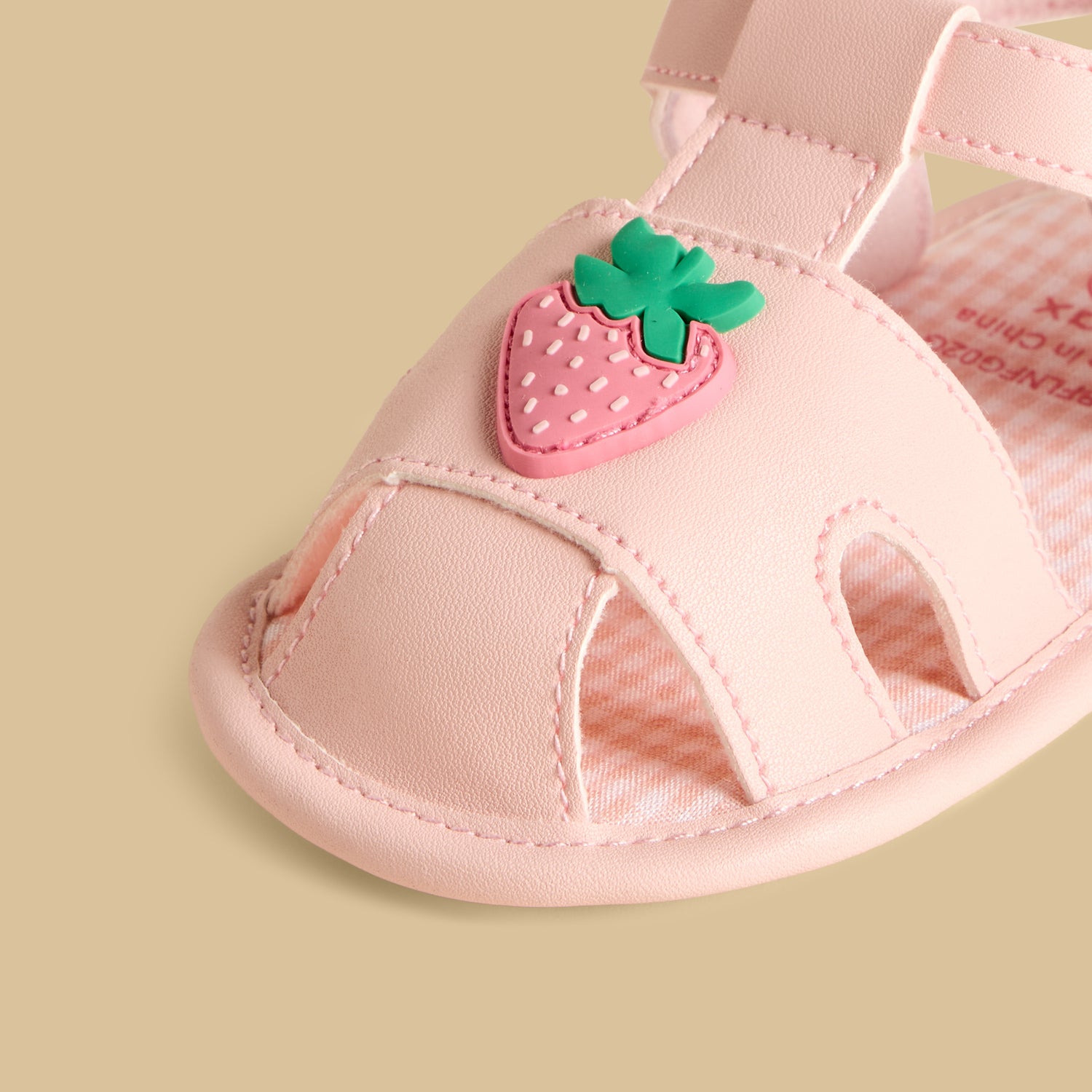 Strawberry Accent Booties with Hook and Loop Closure