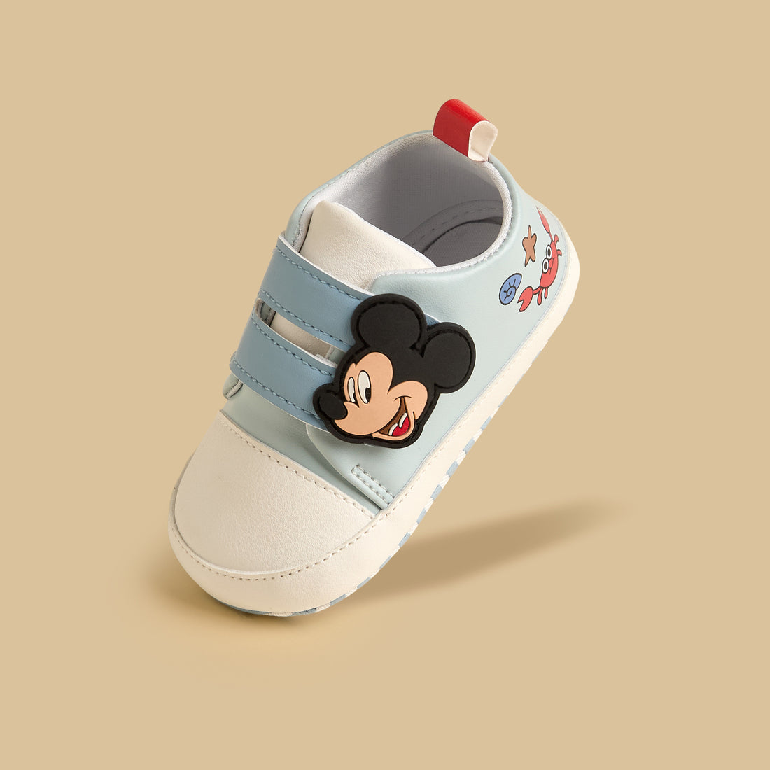 Mickey Mouse Applique Booties with Hook and Loop Closure