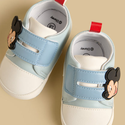 Mickey Mouse Applique Booties with Hook and Loop Closure