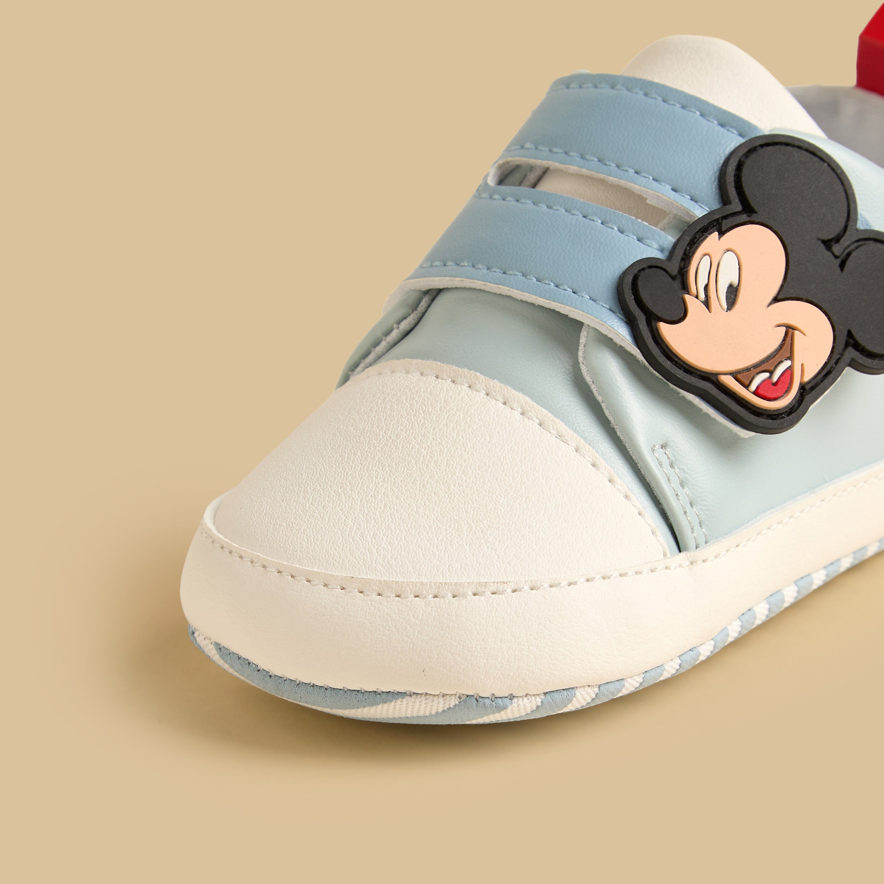 Mickey Mouse Applique Booties with Hook and Loop Closure