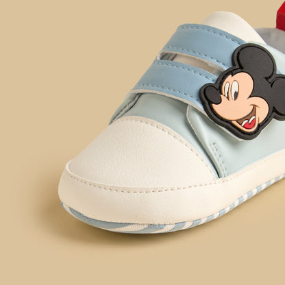 Mickey Mouse Applique Booties with Hook and Loop Closure