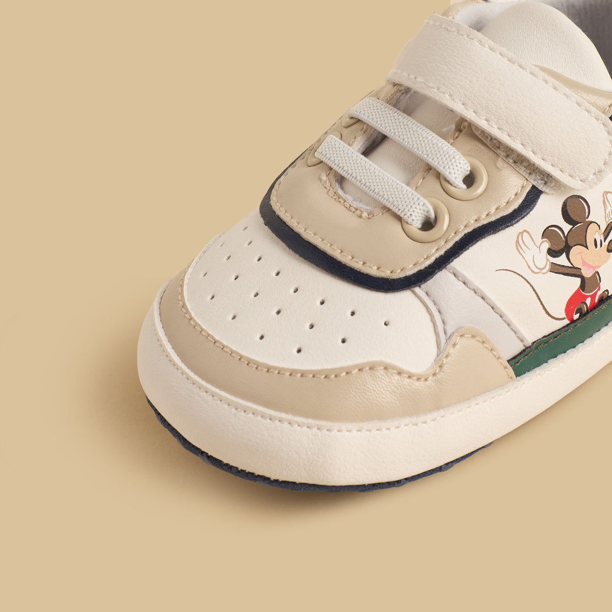 Mickey Mouse Print Booties with Hook and Loop Closure