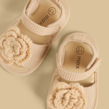 Floral Crochet Booties with Hook and Loop Closure