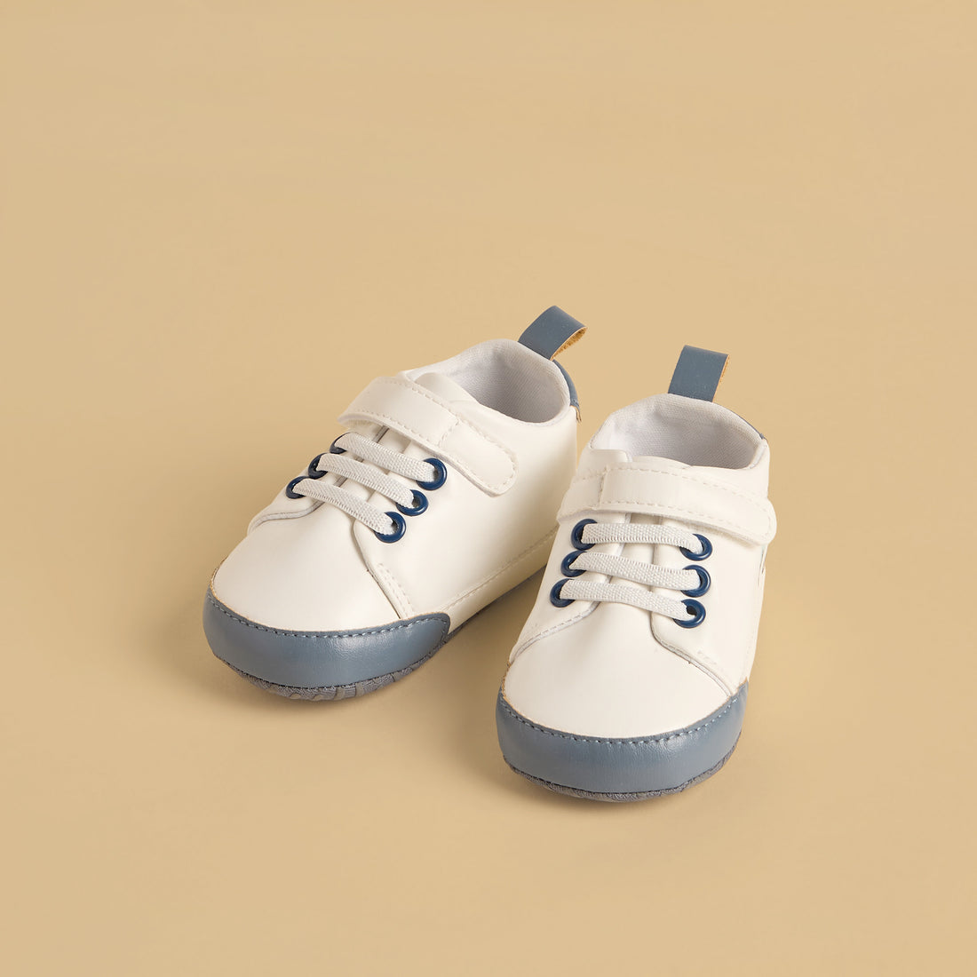 Printed Booties with Hook and Loop Closure - White / 17