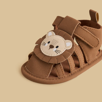 Teddy Applique Booties with Hook and Loop Closure
