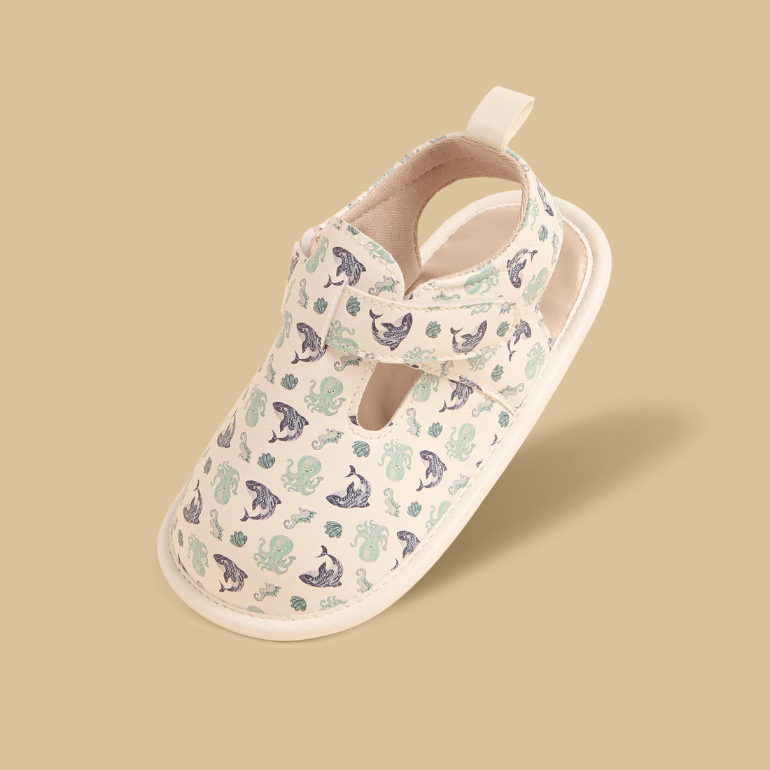 Aquatic Print Booties with Hook and Loop Closure