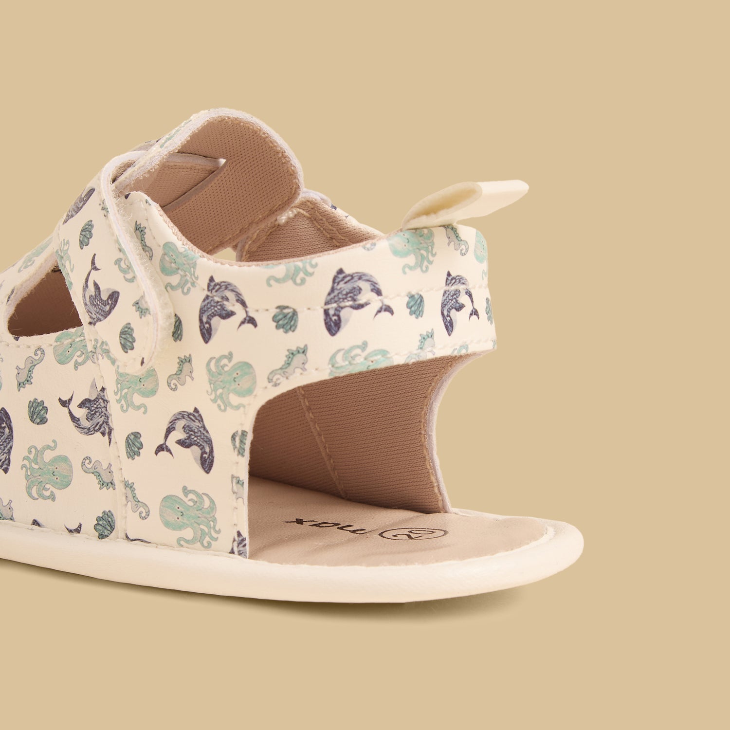 Aquatic Print Booties with Hook and Loop Closure
