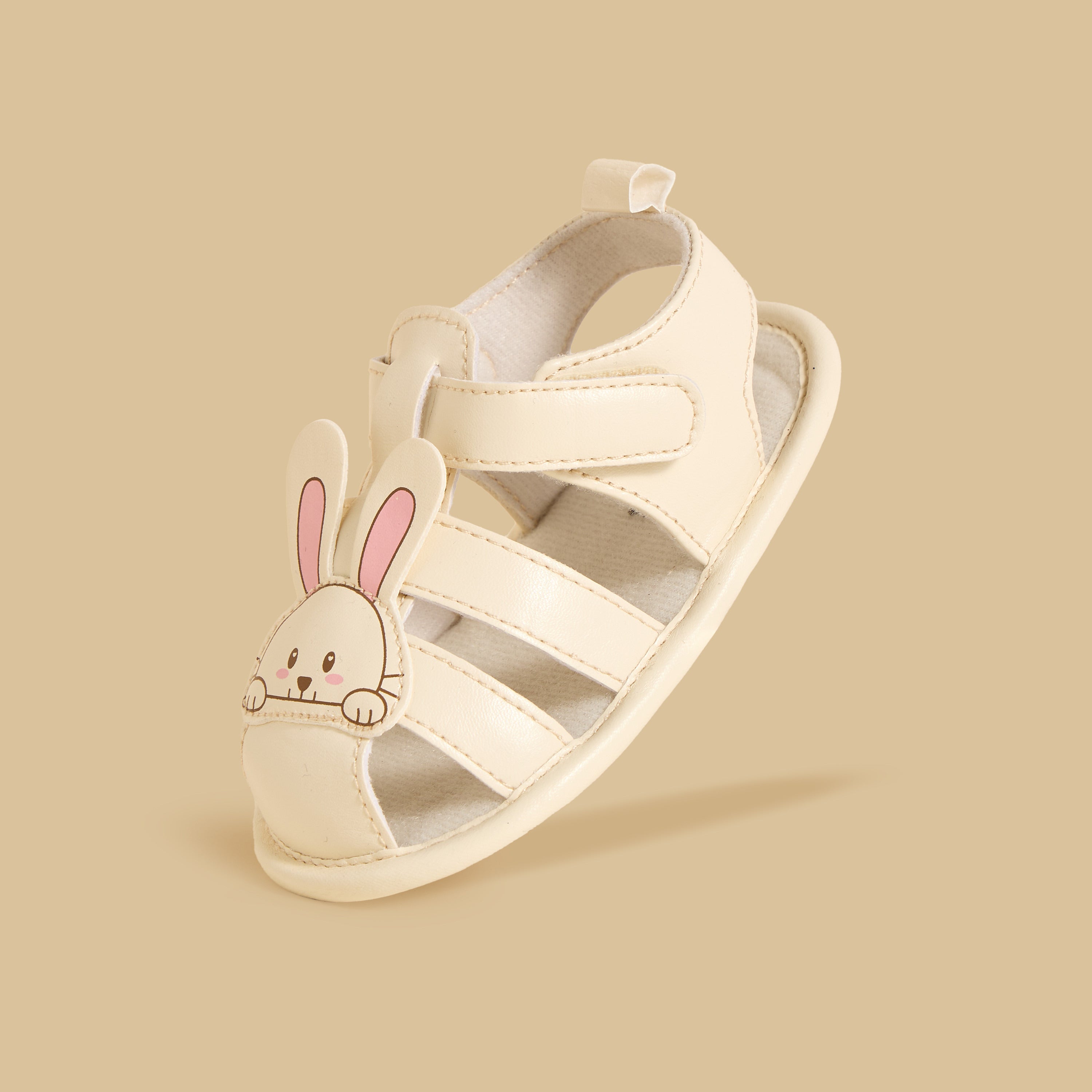 Bunny Print Booties with Hook and Loop Closure