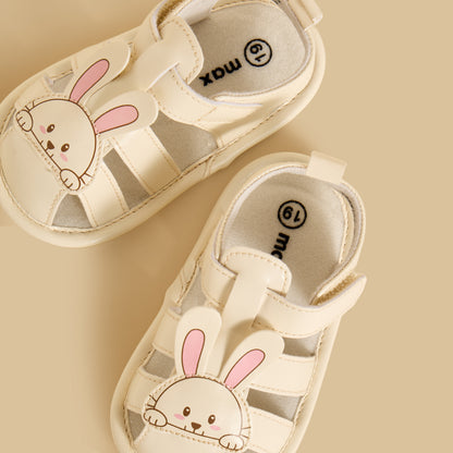 Bunny Print Booties with Hook and Loop Closure