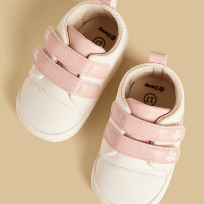 Stitch Print Booties with Hook and Loop Closure