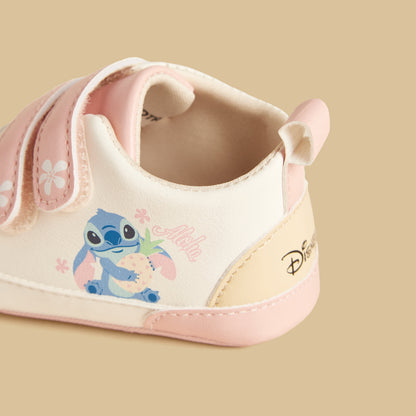 Stitch Print Booties with Hook and Loop Closure