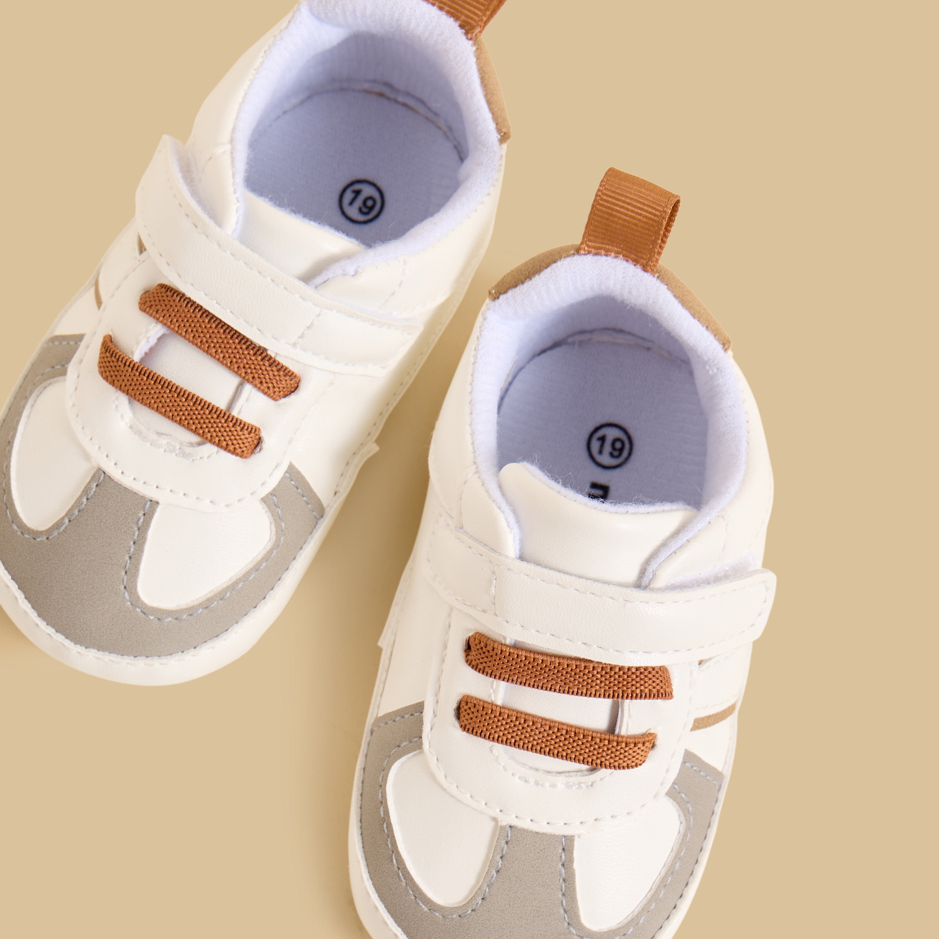 Panelled Booties with Hook and Loop Closure