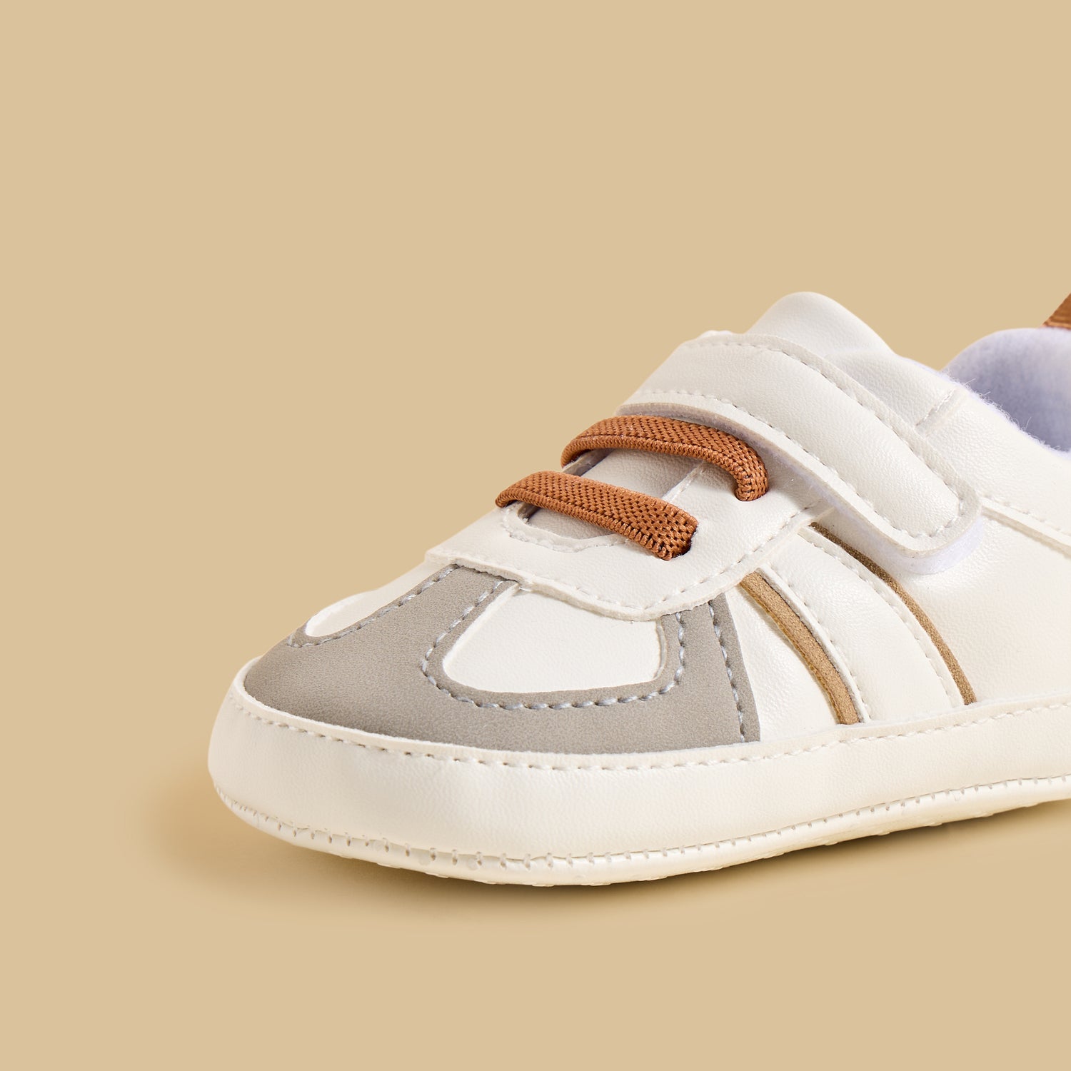 Panelled Booties with Hook and Loop Closure