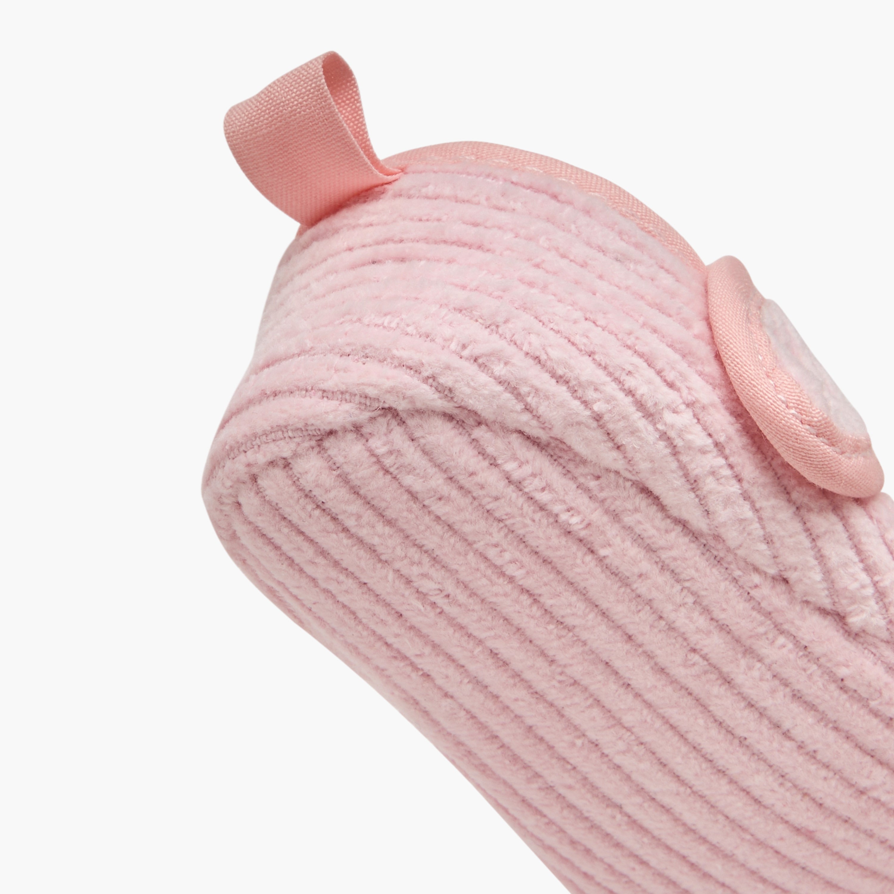 Juniors Ribbed Booties with Floral Accent and Button Closure