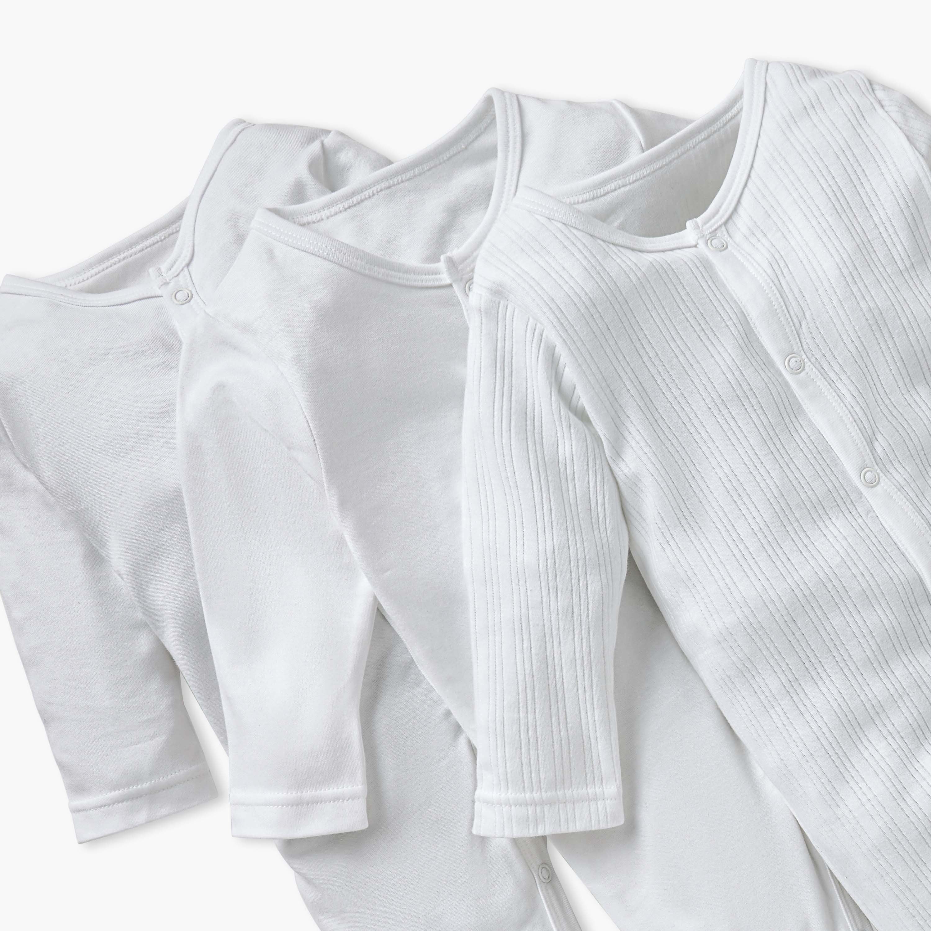 Juniors Closed Feet Solid Sleepsuit with Long Sleeves - Set of 3