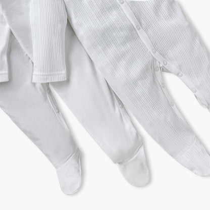 Juniors Closed Feet Solid Sleepsuit with Long Sleeves - Set of 3