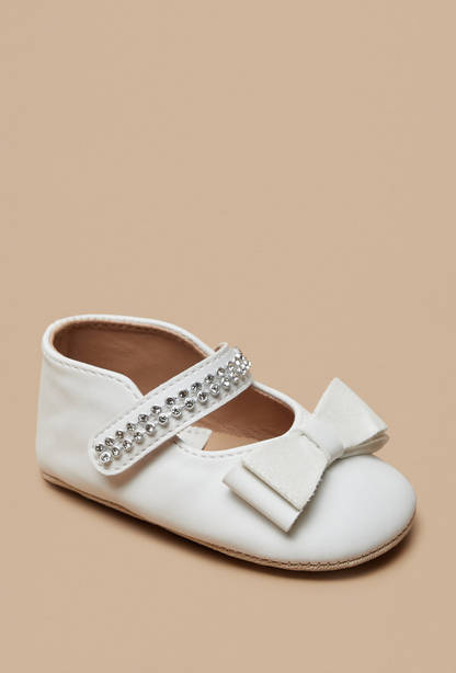 Barefeet Bow Accent Booties with Hook and Loop Closure-undefined-image-1